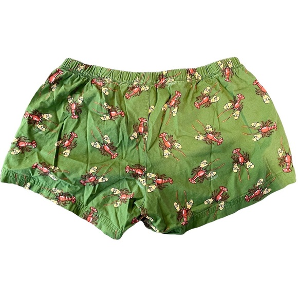 J Crew Boxers Shorts  XS Holiday  Mitten Lobster  Green Mock Button Fly - Picture 2 of 5